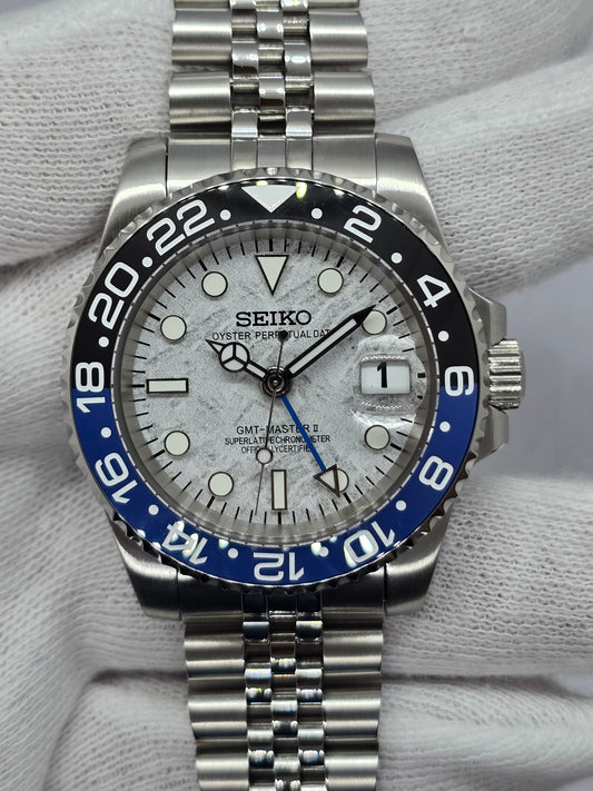 Seiko Mod Gmt Batman Meteorite Nh34 automatico jubilee