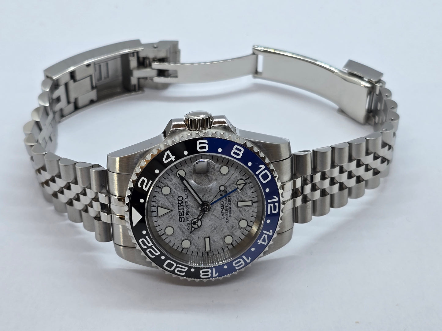 Seiko Mod Gmt Batman Meteorite Nh34 automatico jubilee