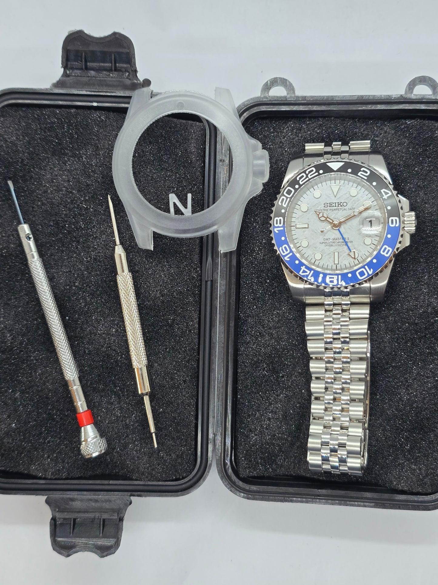 Seiko Mod Gmt Batman Meteorite Nh34 automatico jubilee