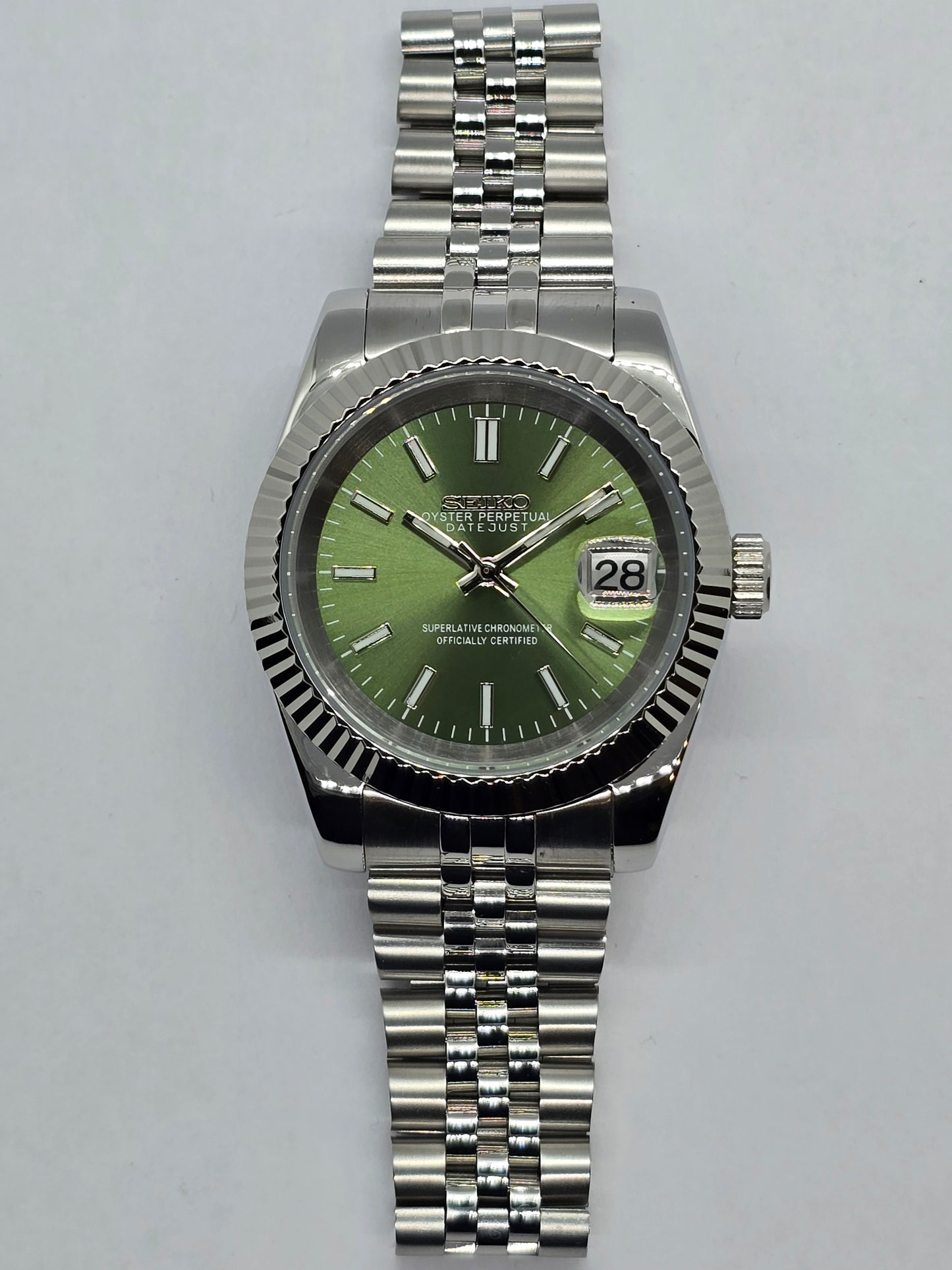 Seiko Mod Datejust verde oliva Nh35 automatico 39mm