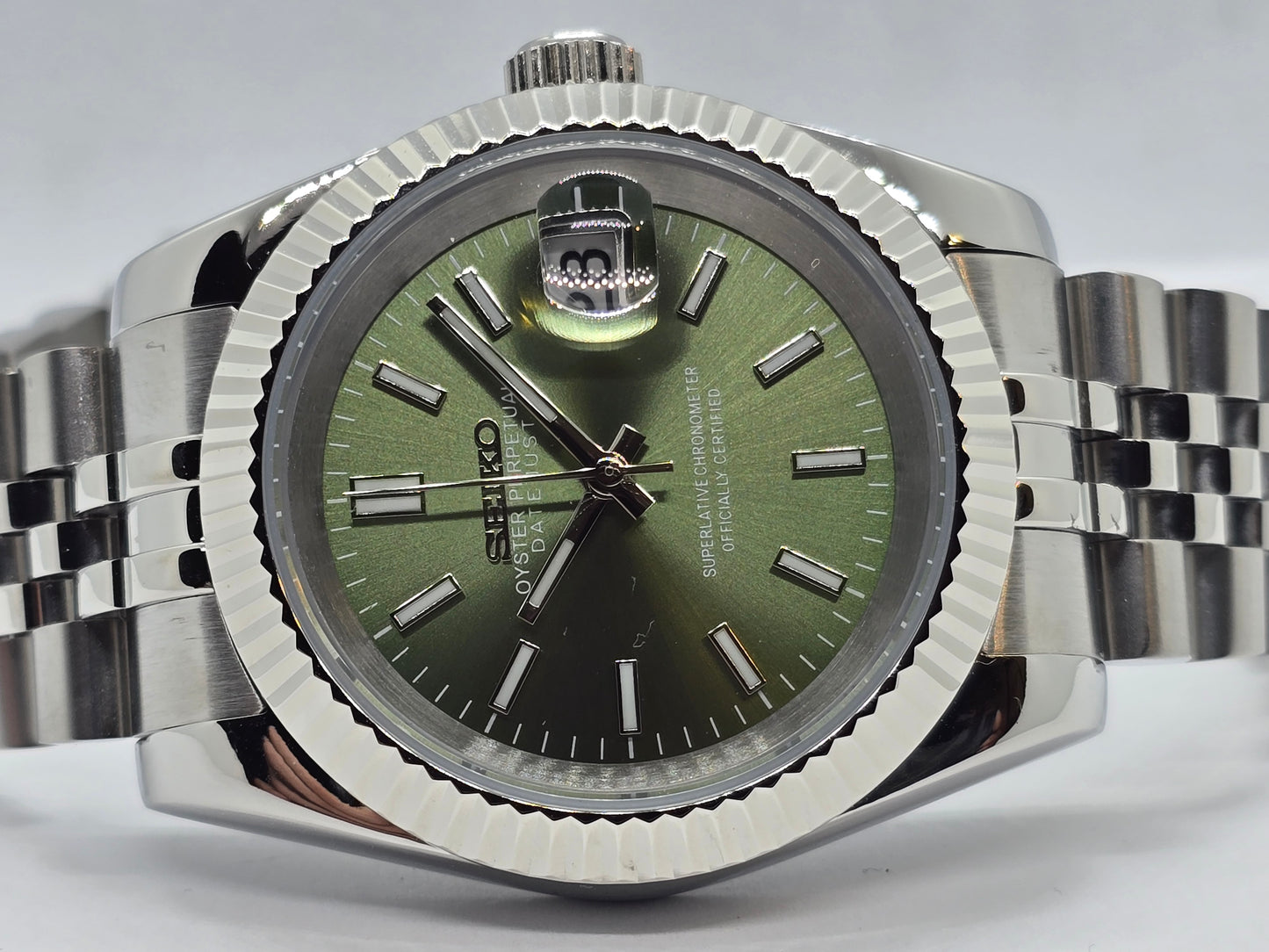 Seiko Mod Datejust verde oliva Nh35 automatico 39mm