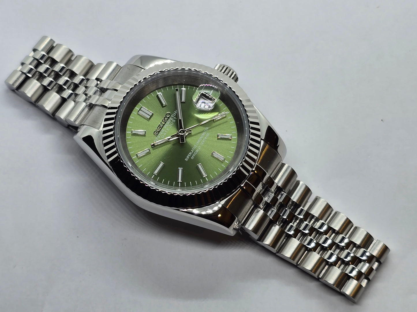 Seiko Mod Datejust verde oliva Nh35 automatico 39mm