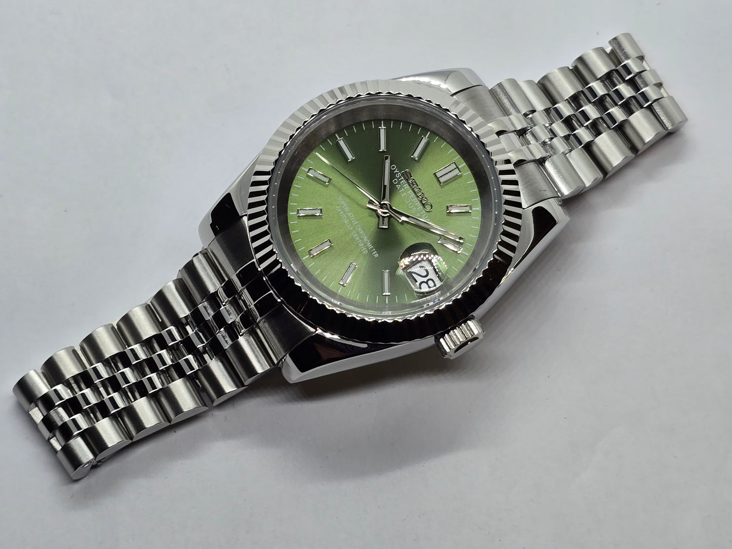 Seiko Mod Datejust verde oliva Nh35 automatico 39mm
