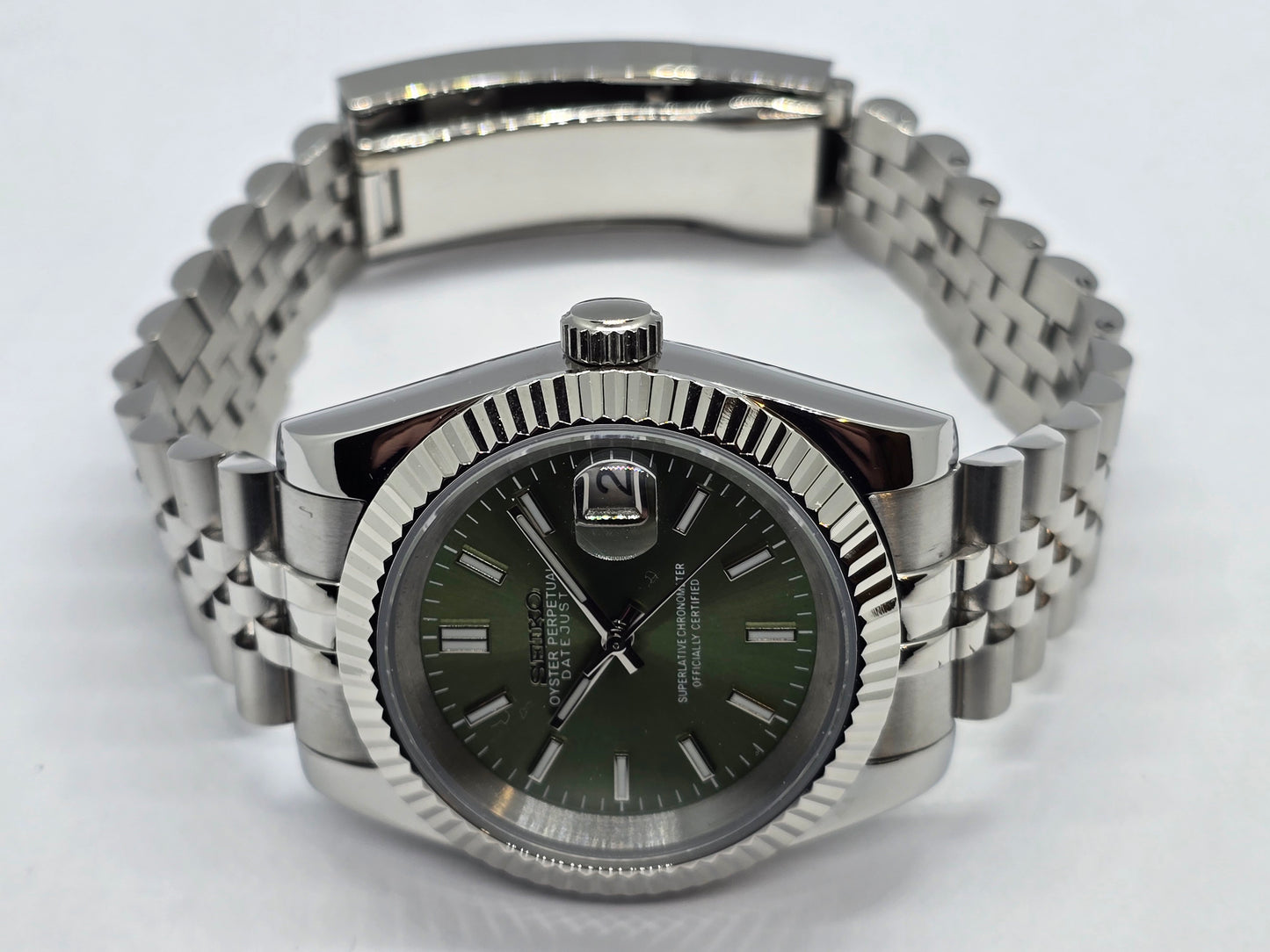 Seiko Mod Datejust verde oliva Nh35 automatico 39mm