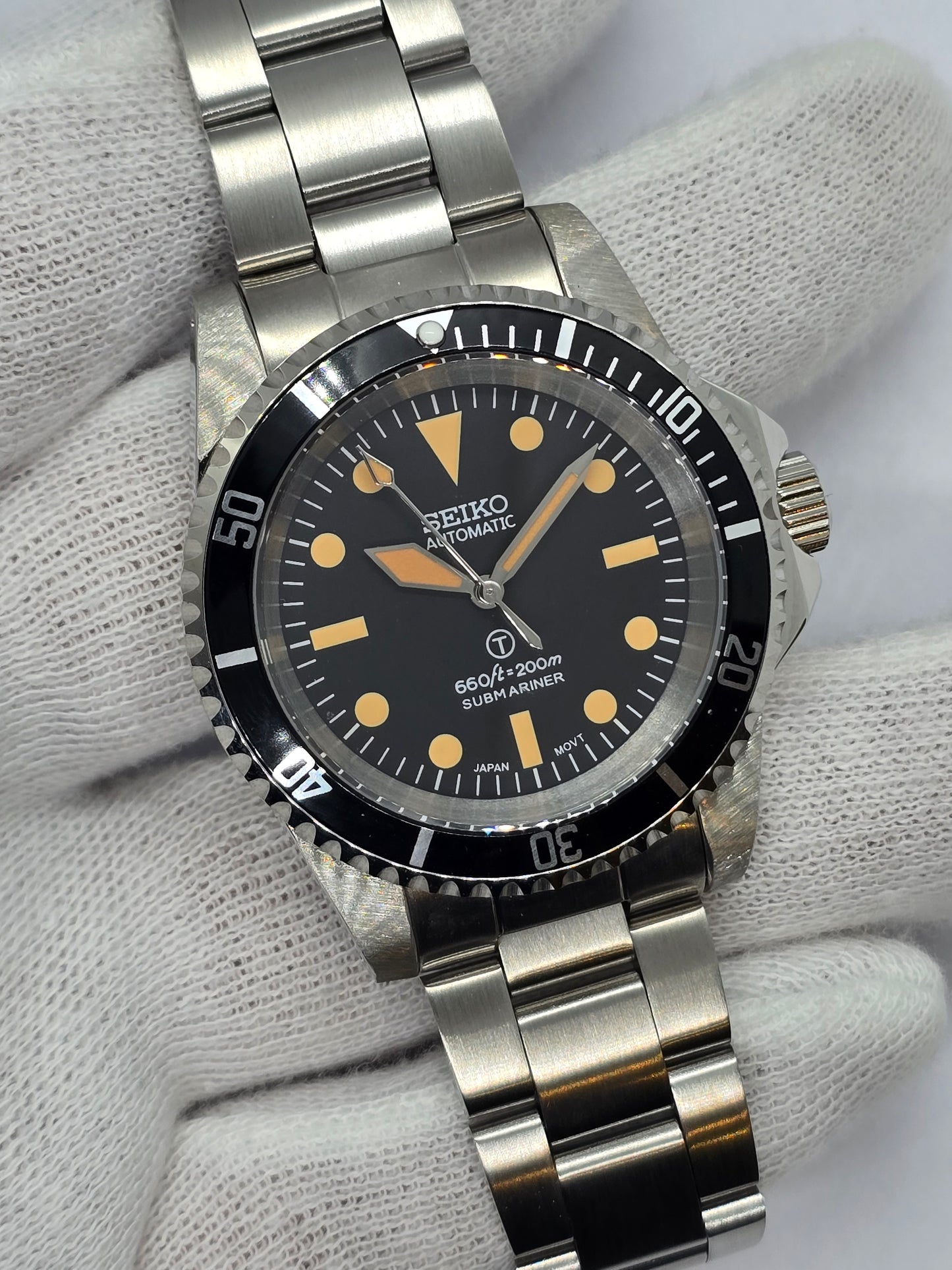 Seiko Mod Milsub Submariner Nh35 automatico vetro zaffiro