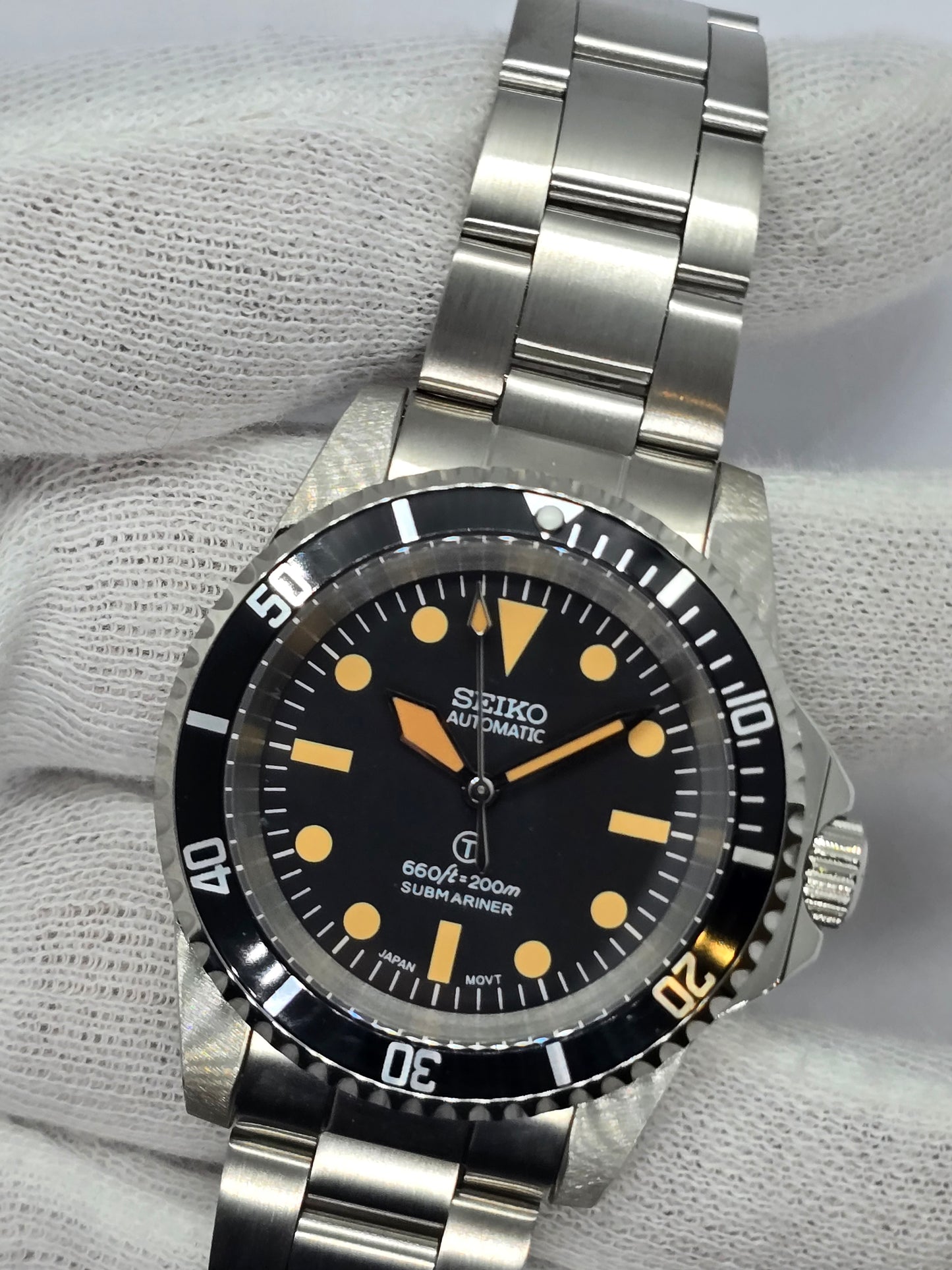 Seiko Mod Milsub Submariner Nh35 automatico vetro zaffiro