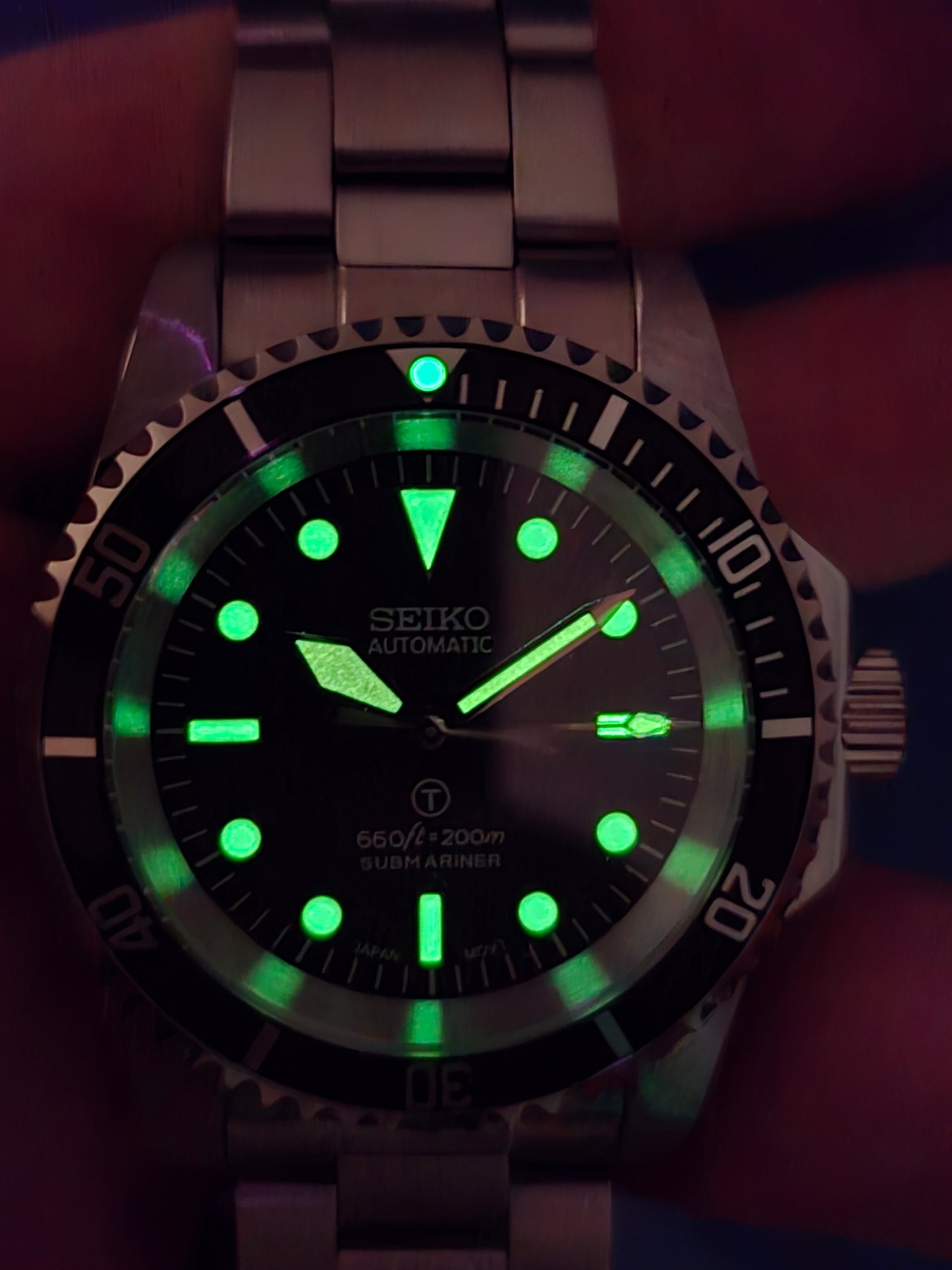 Seiko Mod Milsub Submariner Nh35 automatico vetro zaffiro